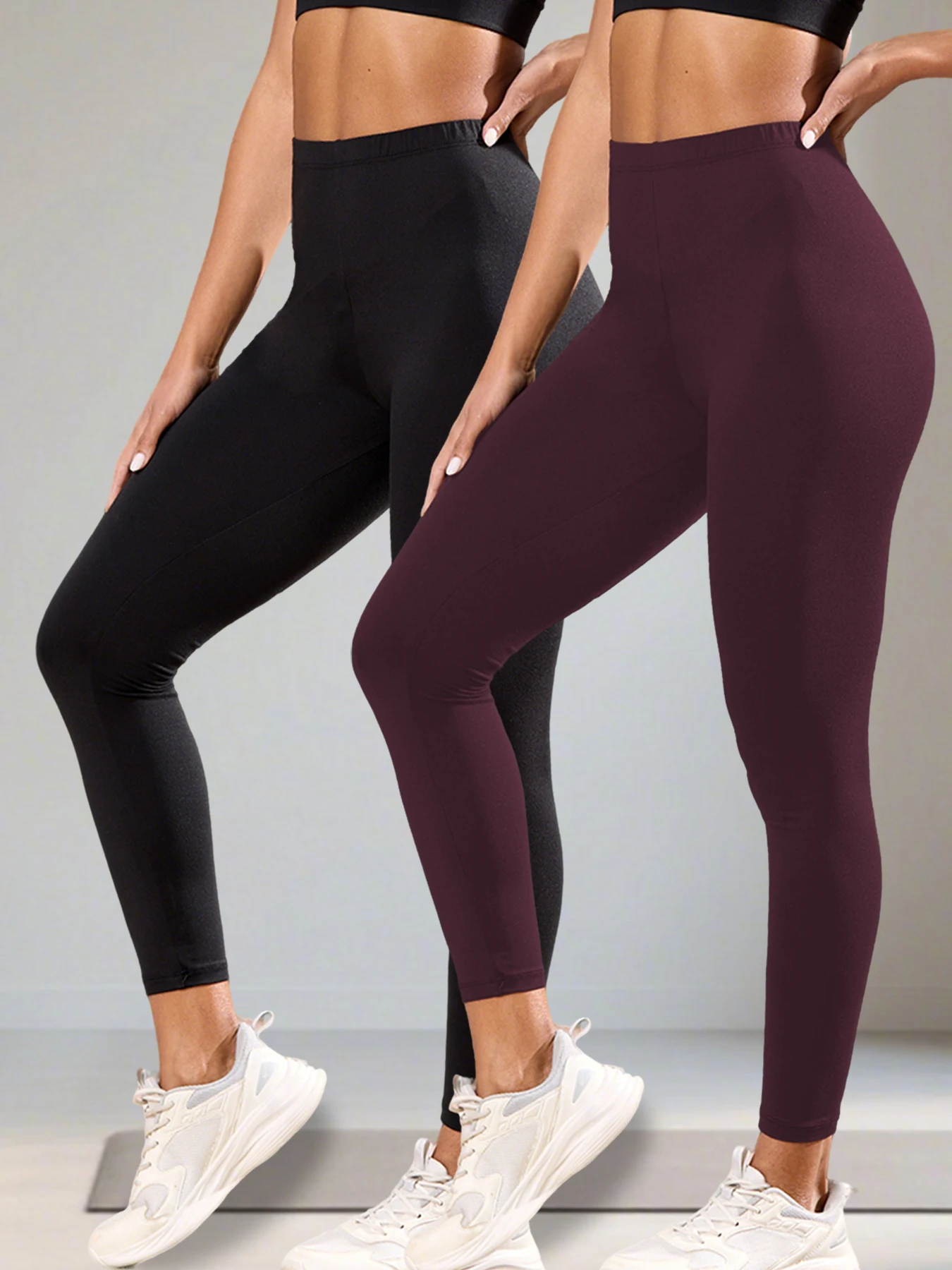 

2 Pack Women's Super Soft Leggings High Elasticity No See Through Workout Yoga Running Athletic Push Up Gym Fitness Leggings
