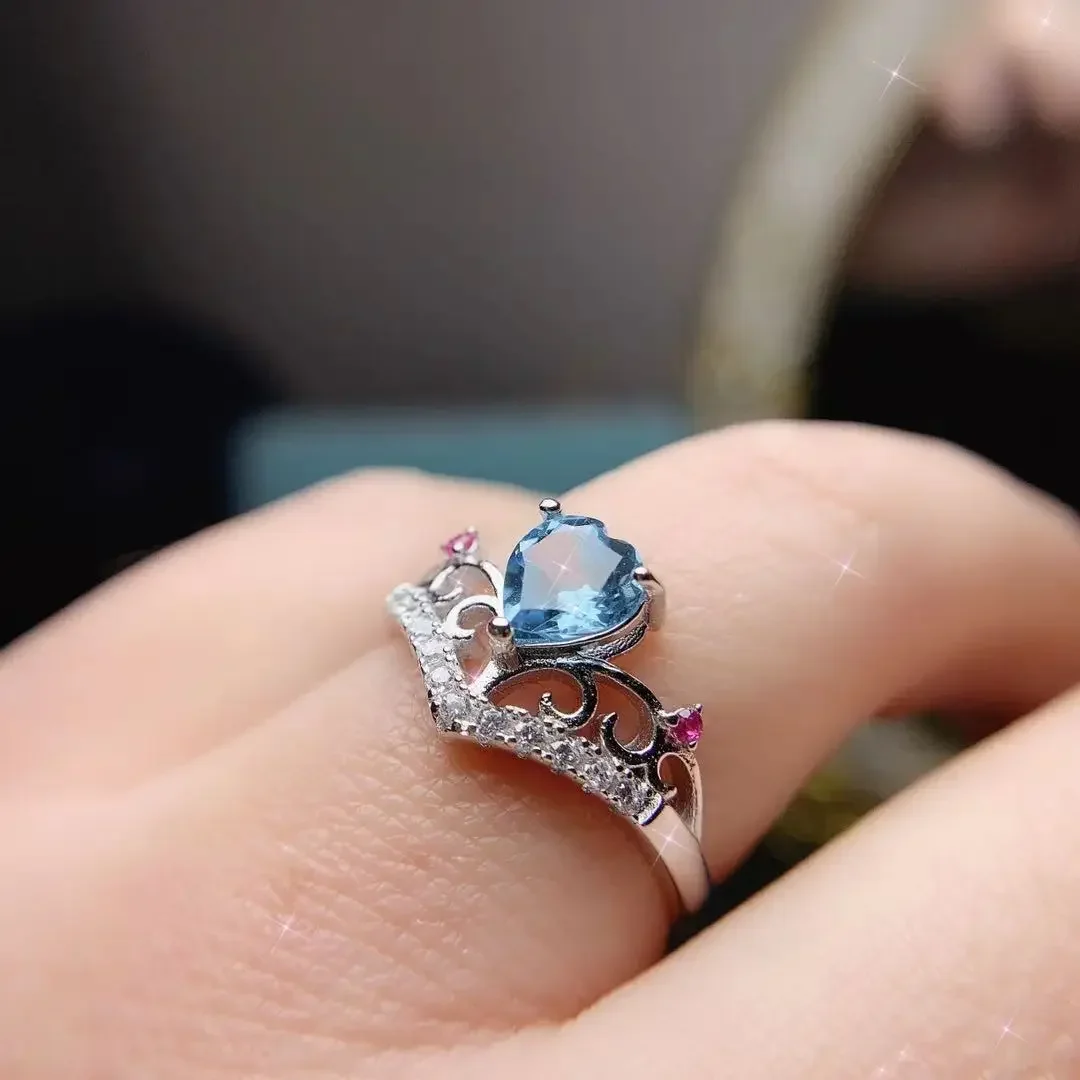 

Natural Topaz Ring 925 Sterling Silver Chrame Silver Gemstone Ring for Party 6mm Heart VVS Grade Topaz Ring Gift for Woman