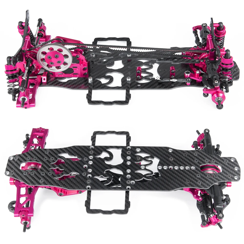 AXSPEED Alloy & Carbon Frame Chassis Kit with 4 Wheels for 1/10 Sakura D4 AWD 4WD RC Drift On-Road Car Accessories