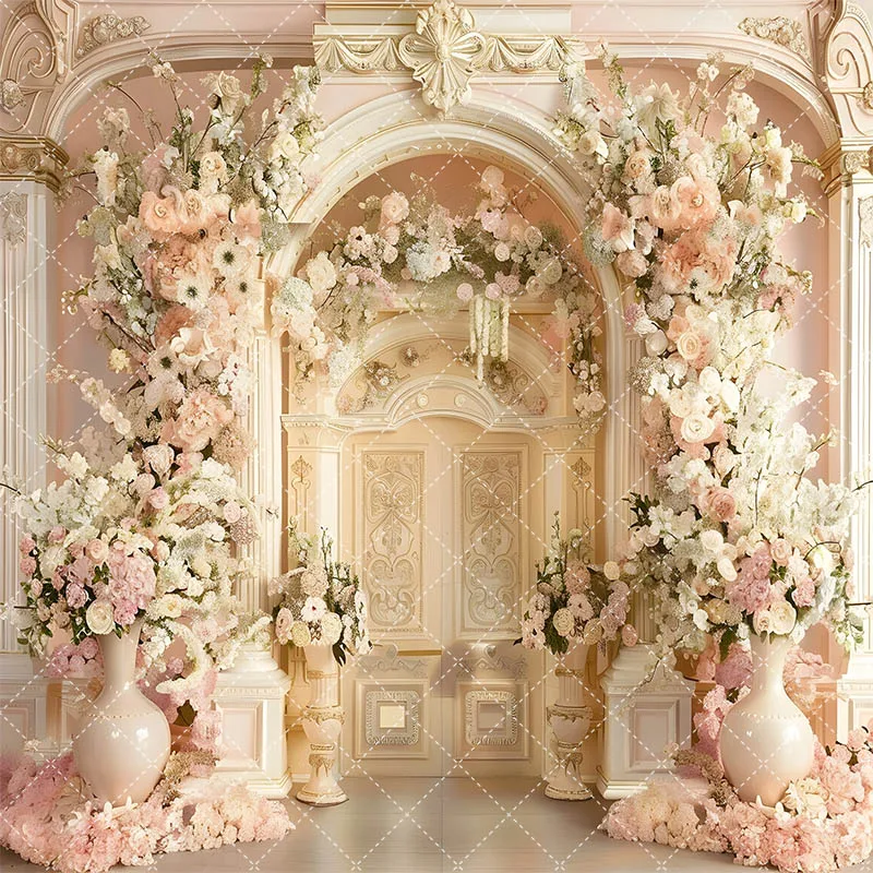 Mehofond fotografía telón de fondo arco flor pared maternidad retrato boda niños fiesta de cumpleaños rosa blanco Floral foto fondo