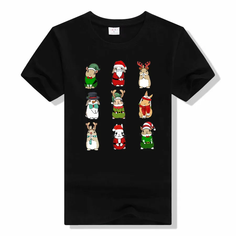 

Cute Bunny Christmas Santa Claus Youth T-Shirt Funny Rabbits Elf Printed Xmas Clothes Gifts Bunny-Lover Aesthetic Outfits