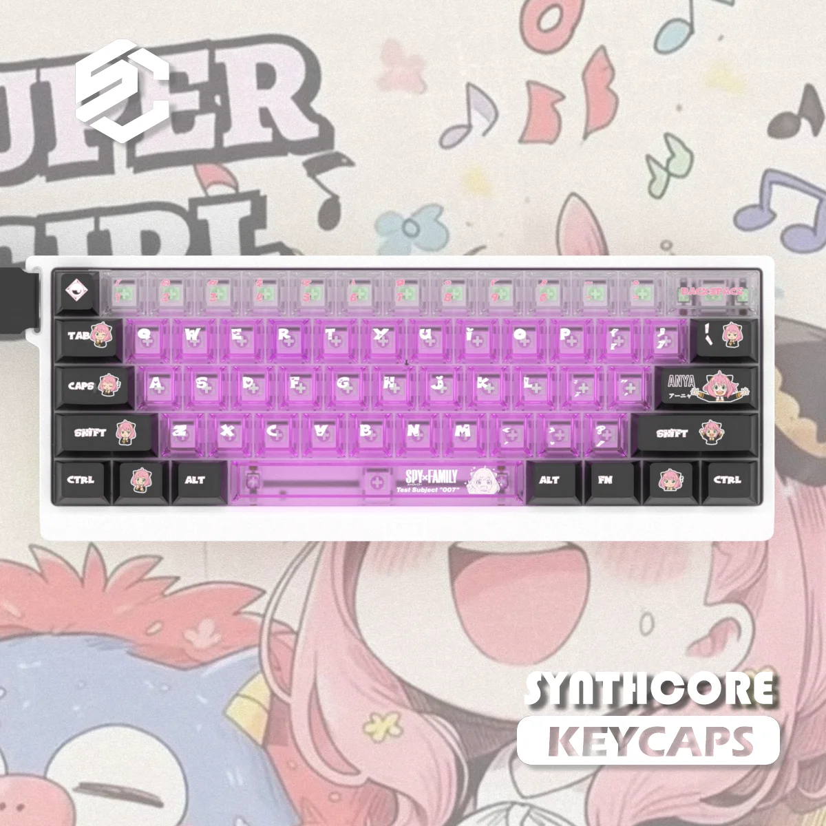 130 Keys SPY × FAMILY EVANGELION Keycap Cherry Height +1.78 Fog Through Pc Game Keycaps for Mechanical Magnetic Axis Keyboard view 3