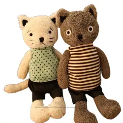 Full Size Cute Dressing Cats Plush Dolls Soft Stuffed Animals Plush Appease Kitten Bear Kids Toys for Girls Kids Birthday Gifts