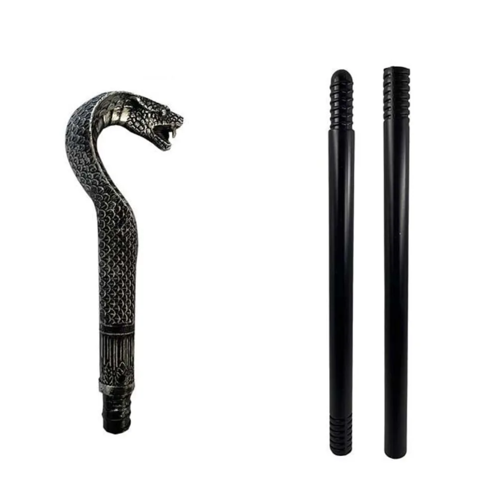 

Round Handle Costumes Walking Cane Royal King King's Scepter Halloween Wand Elegant Snake Head Halloween Walking Stick