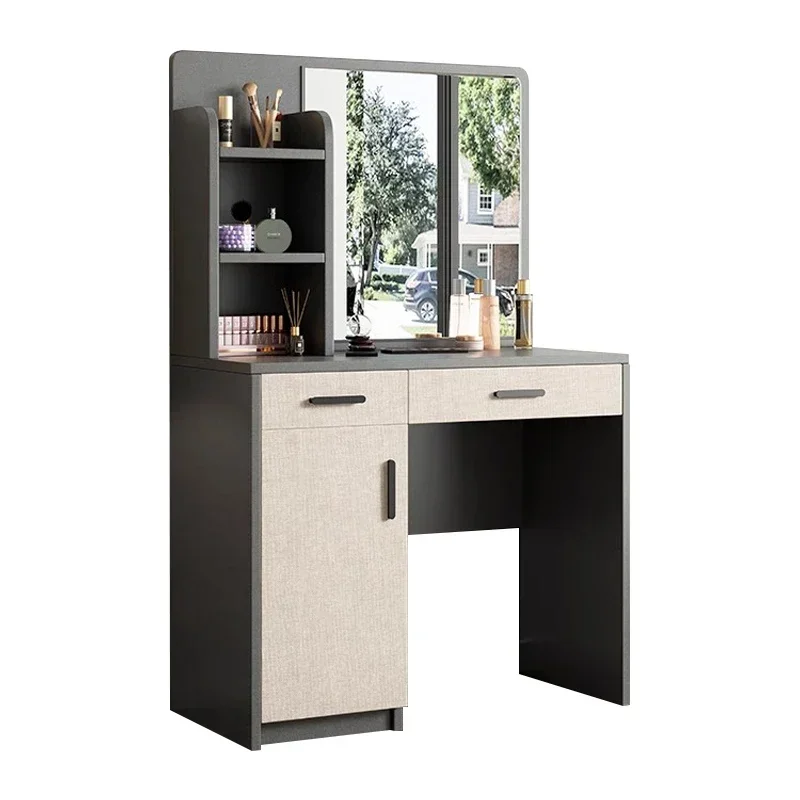 Modern Wood Bedroom Furniture Simple Multi-functional Dressing Table Side Cabinet Vanity With Mirror Chair