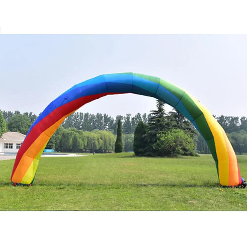 

Outdoor Wedding Event Inflatable Rainbow Arch With Led Lights Large Colorful Entrance Archway Balloon Free Blower