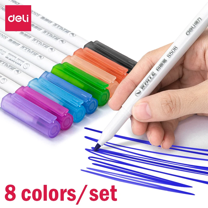 

Deli S504 Art Marker Pen 8 Color Tiktok Floating Pen Children'S Water Painting Watercolor Pen Office And Learning Supplies