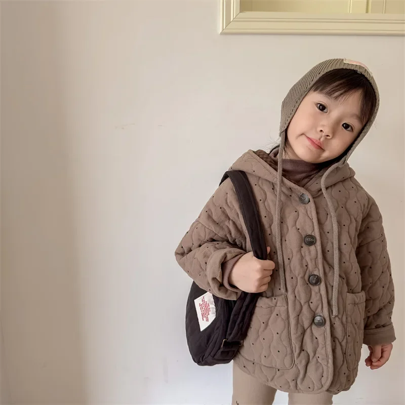 Winter Girls\' Warm Jacket Boys Hooded Cotton Coat Cardigan Children\'s Autumn Clothing Korean Kids Plush and Thick Cotton Coat