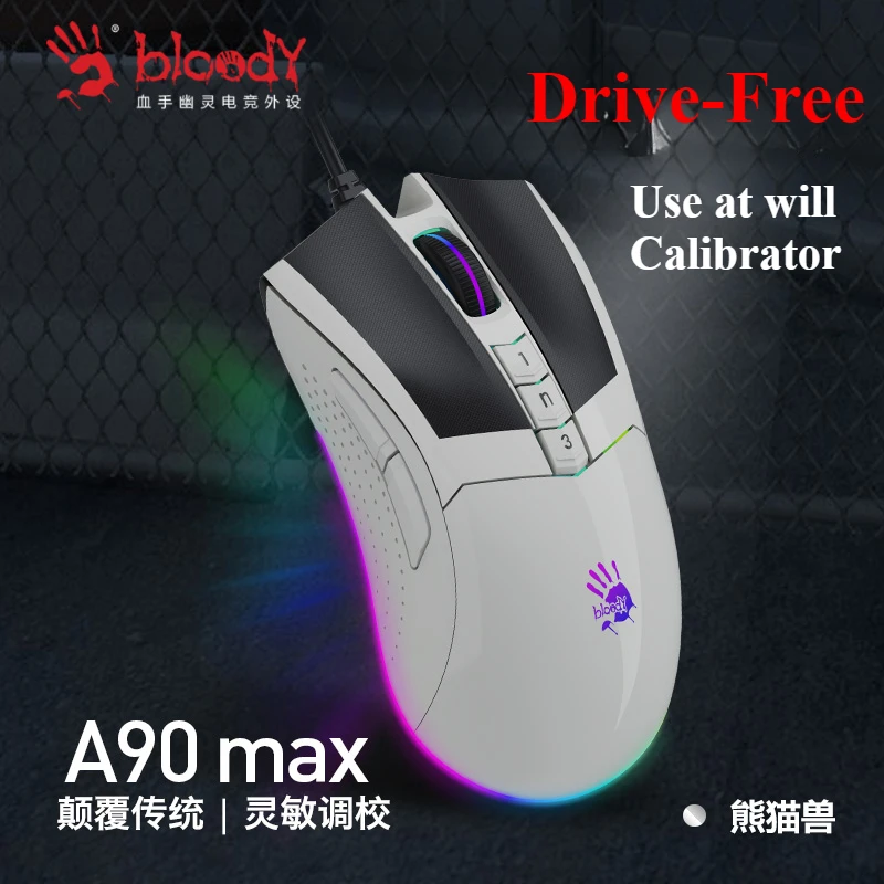 Bloody A90 Max Wired Mouse RGB Low Delay High-accuracy DPI Adjustable Gaming Macro Mouse Pc Mouse Laptop Accessories Computer