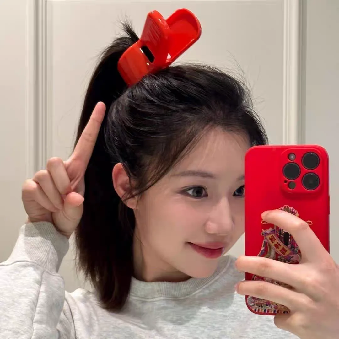 Cute Arrietty Cosplay Adult Red Ponytail Hairpin Shark Hair Clip Fashionable Korean Style Hair Claw Headpiece Anime Accessories