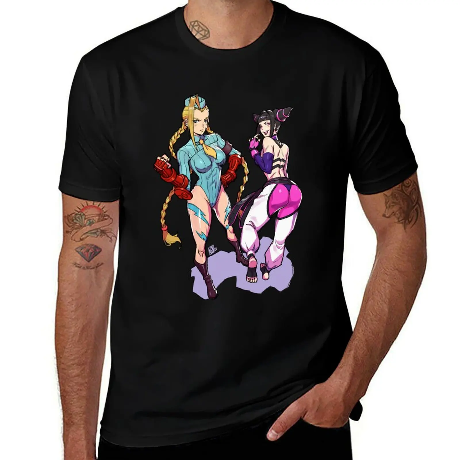 Cammy, Juri fanart T-Shirt Fashion Simple Casual Tee Shirt T-Shirt