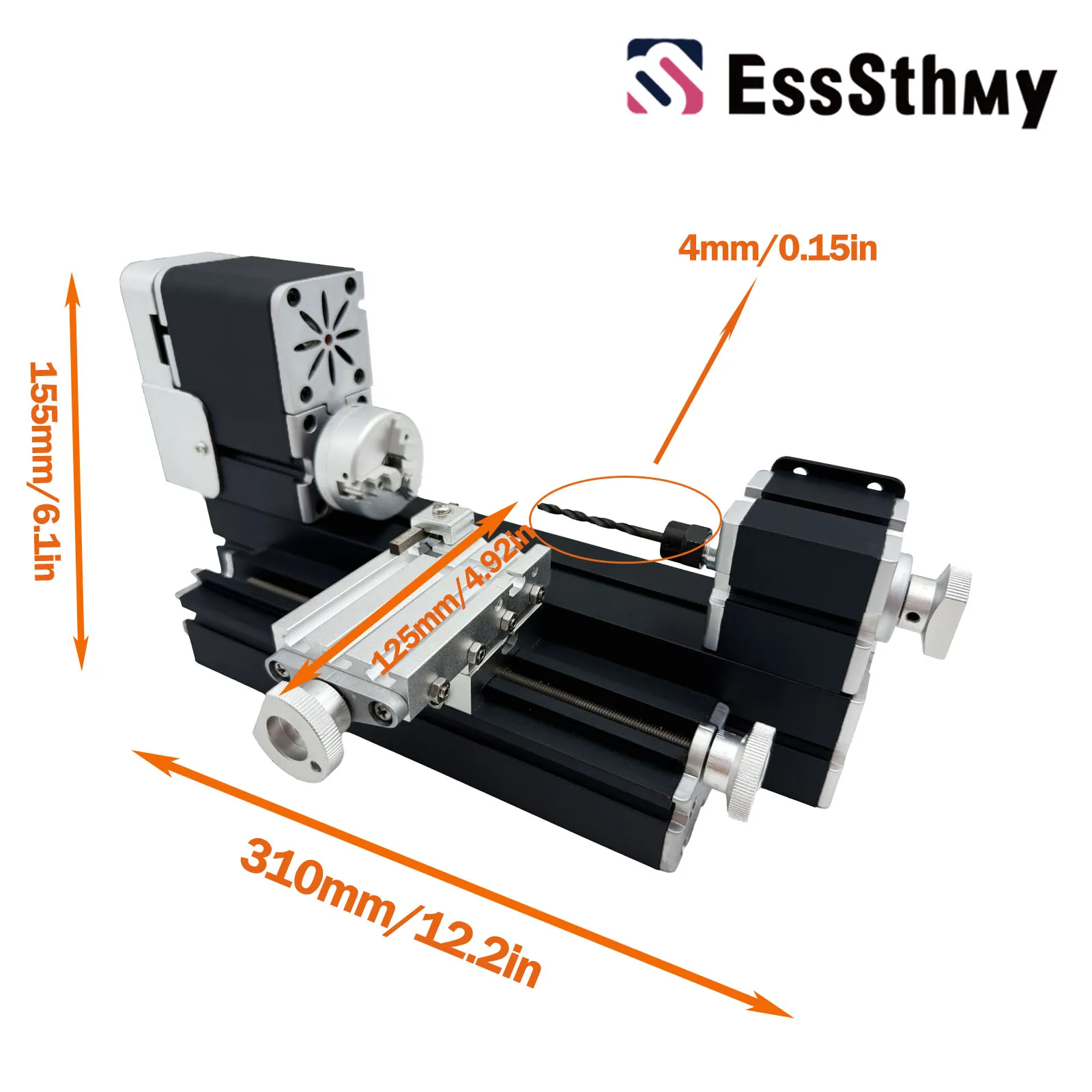 EssSthmy 60W آلة تحول وحفر 2 في 1 مطورة، أعمال النجارة DIY، مخرطة معدنية صغيرة للحرف اليدوية والمجوهرات