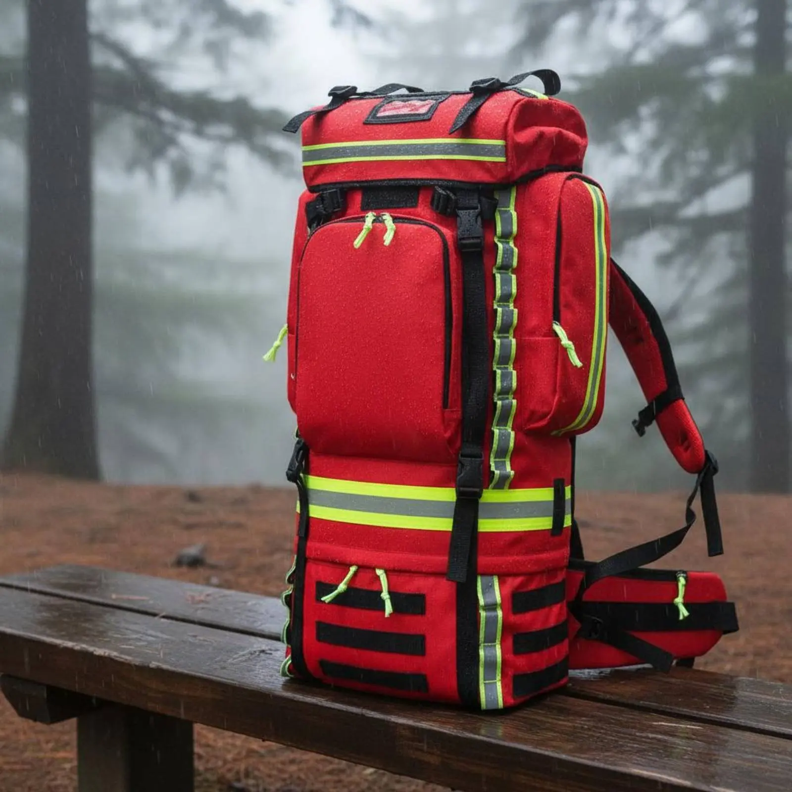 Wilderness Fire Backpack Waterproof Modular Rescue Backpack Detachable Emergency Pack Large Capacity Rucksack Reflective Strips