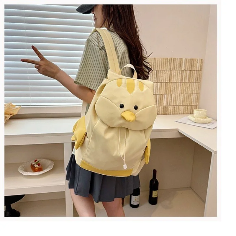 Quirky Japanese Style Ugly Adorable Cartoon Chicken Backpack for Elementary And Middle School Girls Lightweight Dual Shoulder