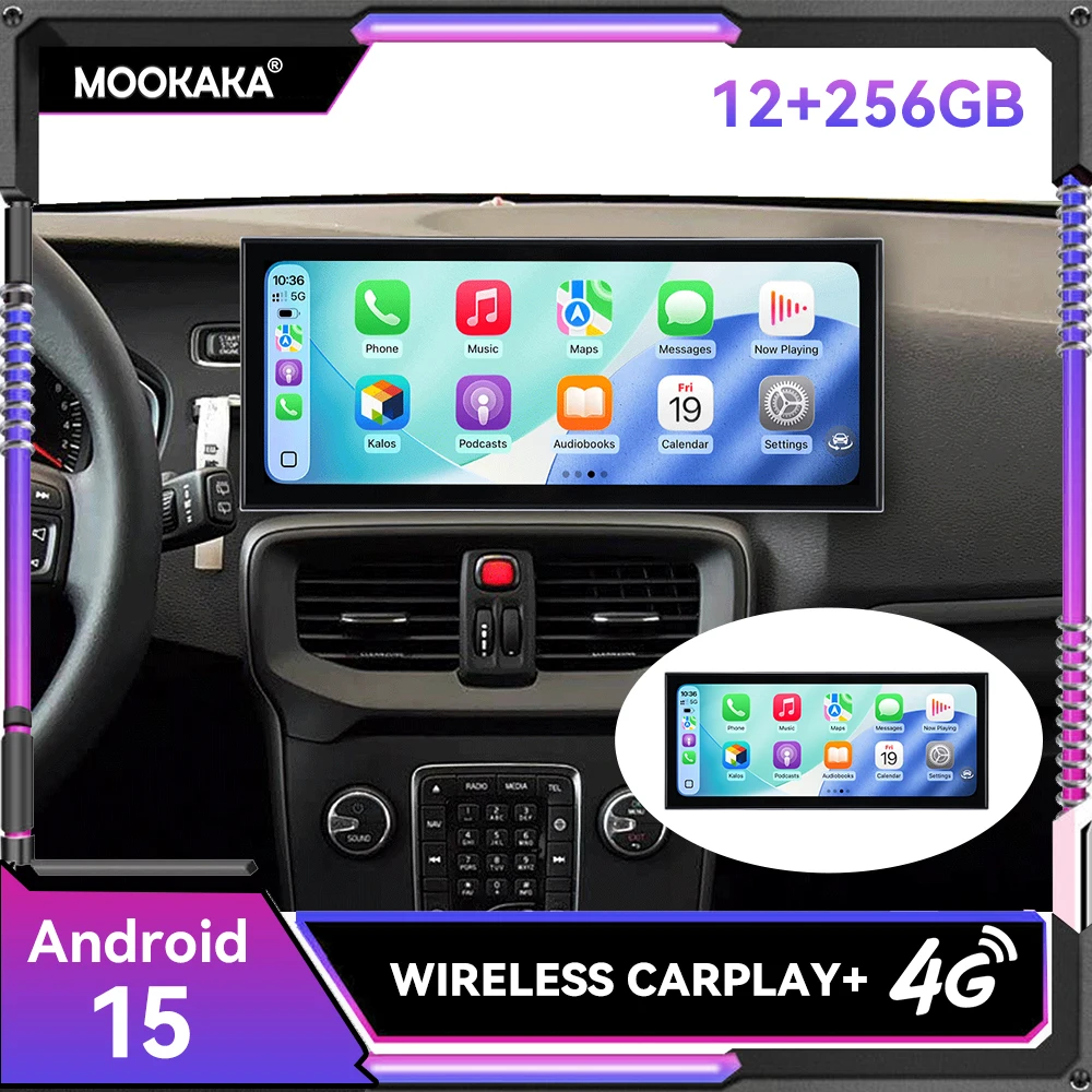 Pantalla 2K de 15.8 Pulgadas, Android 15.0, 12+256GB, para Volvo V40 2011-2018, Radio GPS para Auto, Reproductor Multimedia, Grabadora, Estéreo