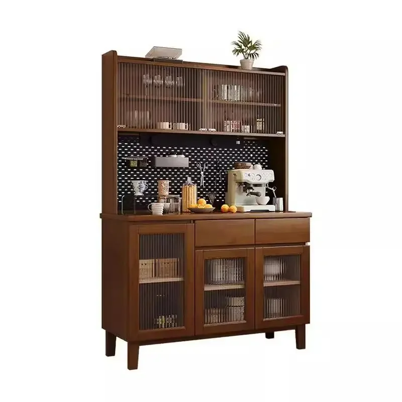 Solid wood dining side cabinet integrated locker against the wall, kitchen wine cabinet high cabinet rack