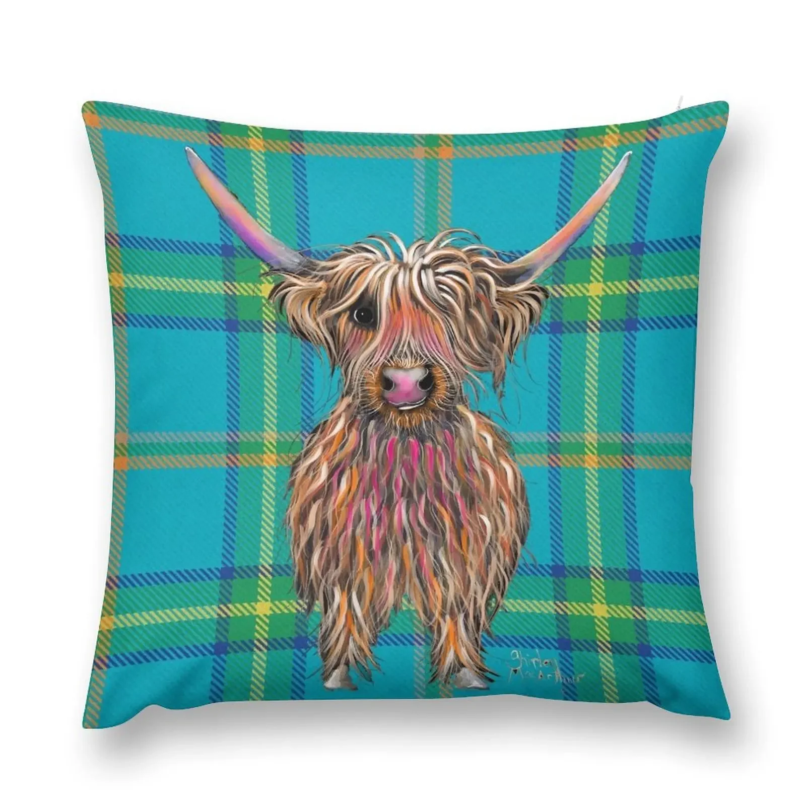 

SCoTTiSH HiGHLaND CoW ' TaRTaN NeD B ' by SHiRLeY MacARTHuR Throw Pillow christmas ornaments 2025 Custom Cushion Photo pillow