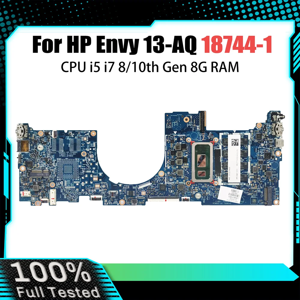 18744-1 Laptop Motherboard For HP 13-AQ L53413-601 L53411-601 Notebook Mainboard i5 i7 i8 10th Gen 8G RAM Full Tested