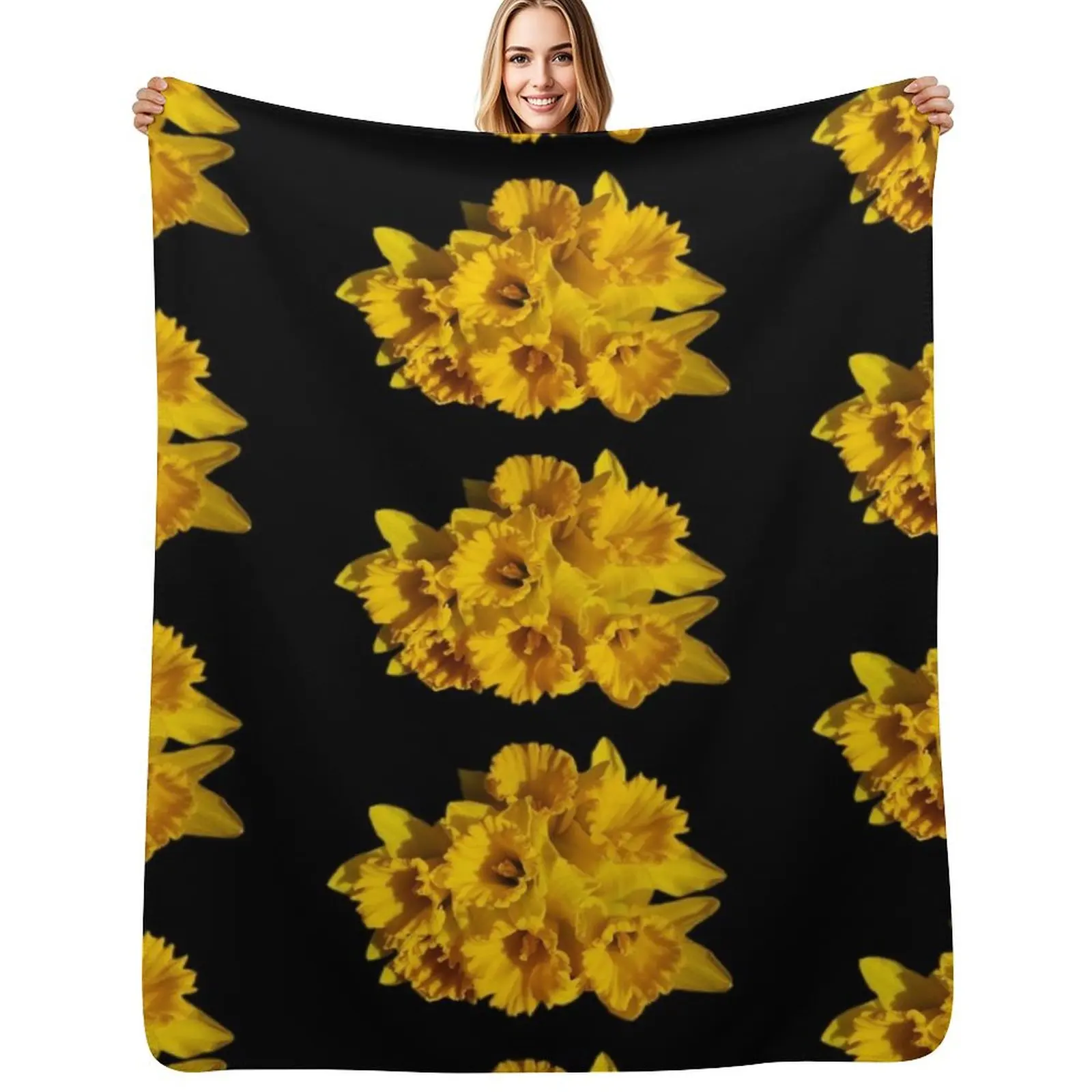 

Bunch of yellow Daffodils Throw Blanket Shaggy Furry Soft Blanket for Bedroom Living Room