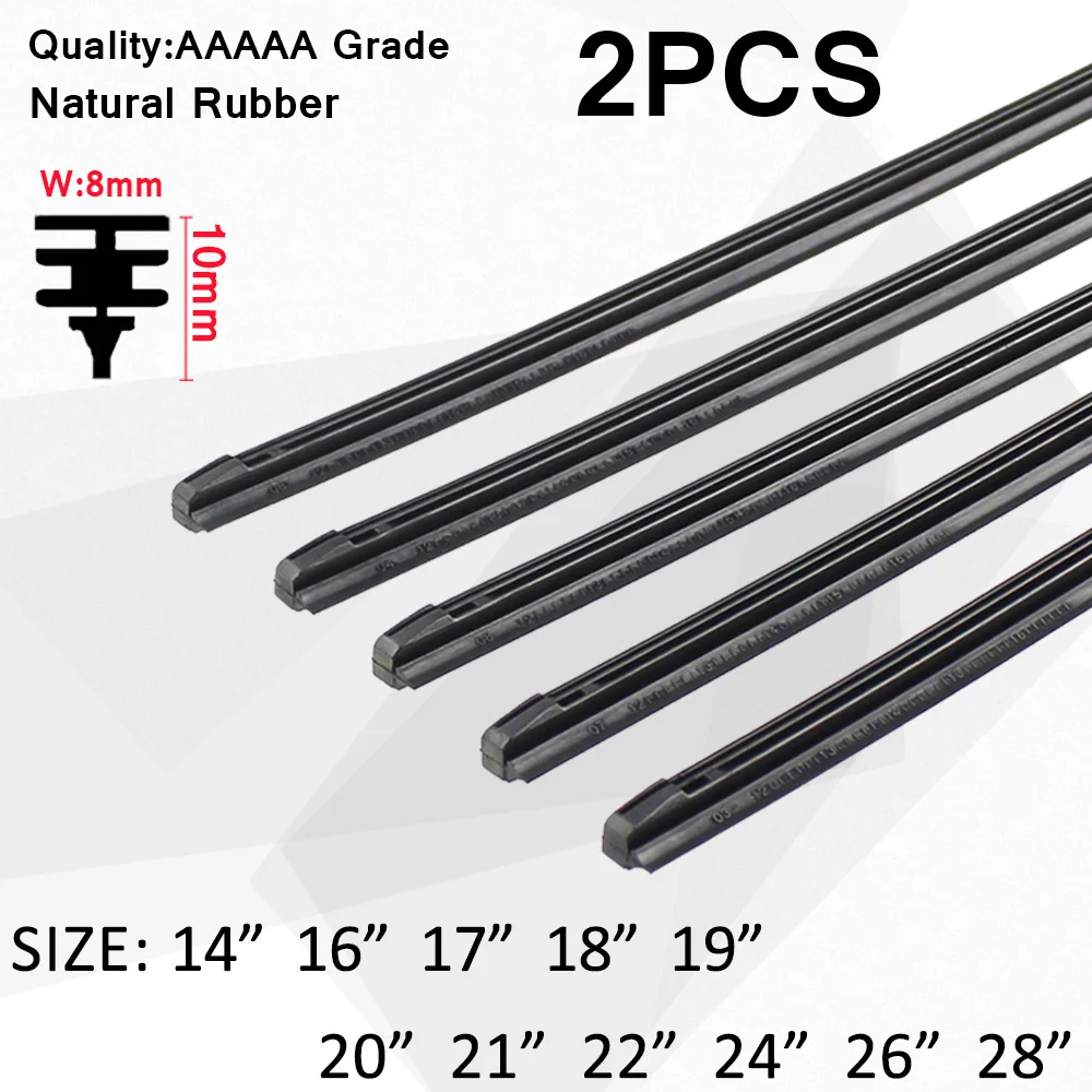 2pcs Car Wiper Blades Windscreen Vehicle Insert Rubber Strip (Refill) 8mm Soft 14\