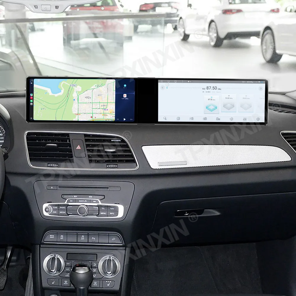 

24,6-дюймовый двухэкранный стерео-мультимедийный центр для Audi Q3 2013-2019 с Android Auto, CarPlay, GPS-навигацией и функцией Co-pilot для пассажира