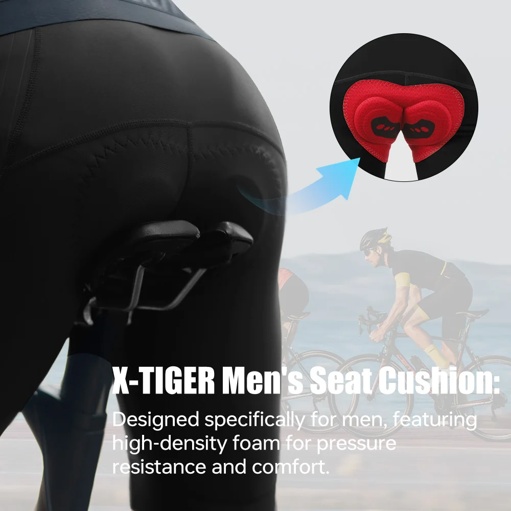 X-TIGER 사이클링 빕 반바지 남성용 전문 산악 로드 바이크 반바지 7시간 장거리 라이딩을 위해 설계된 사이클링 의류 썸네일 2