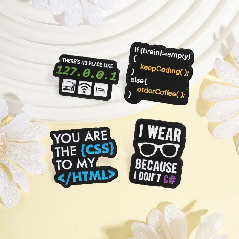 Programming Code Humor Badge Enamel Pin CSS To My HTML Pin There's No Place Like 127.0.0.1  Brooch Accessory Gift for Programmer