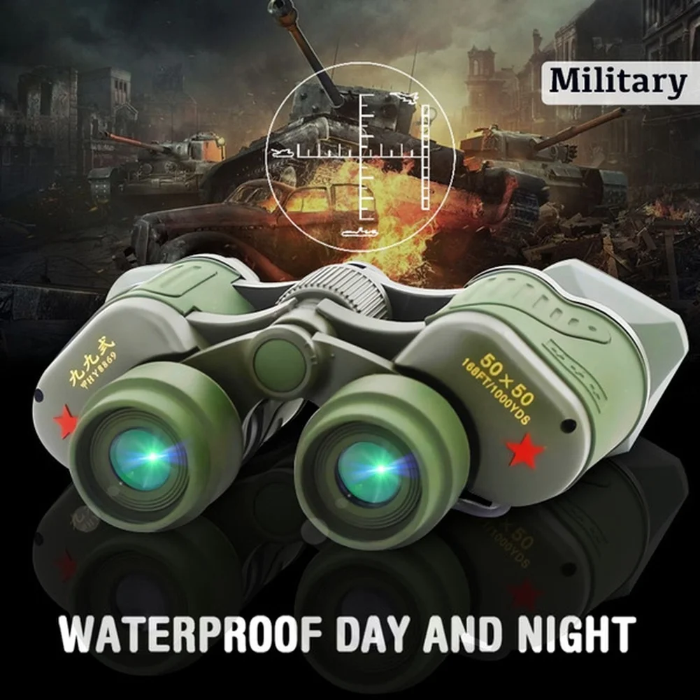 50x50 HD Portable High Power Binoculars Low Light Level Night Vision Military Telescope Outdoor Hunting Profession Waterproof