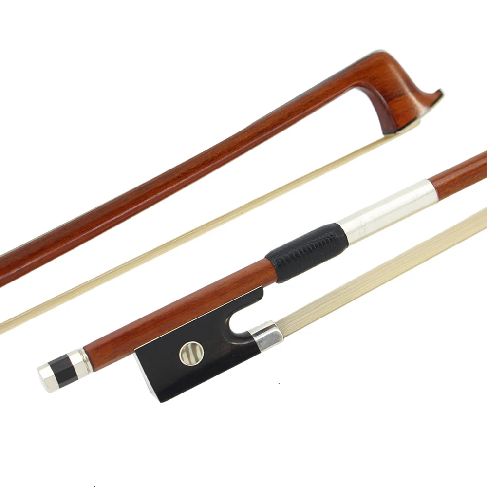 Factory Store Master Handmade High-density Brazilwood Professional Violin Bow 4/4 Ebony Frog Silver Wrapped Fiddle Violin Bow