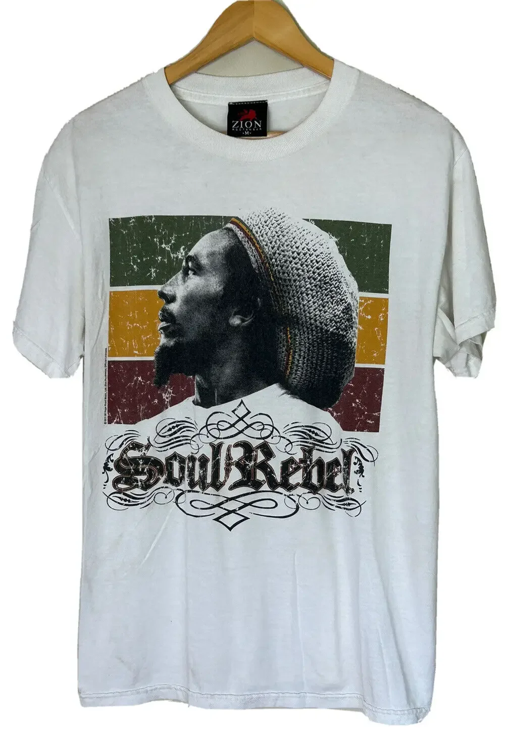 Bob Marley Shirt Soul Rebel Short Sleeve Crew Neck Concert Shirt Band Tee Zion M