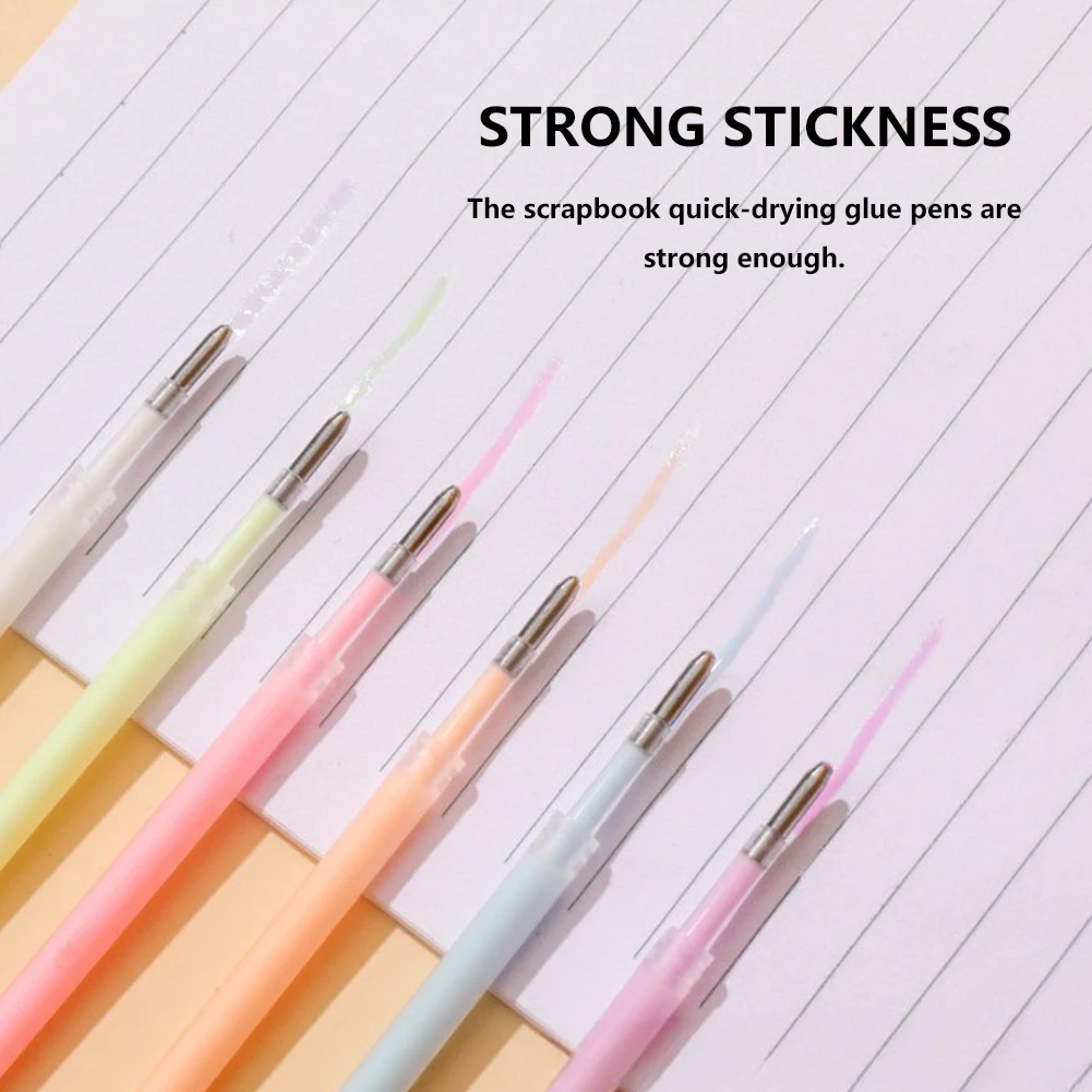 6pcs Liquid DIY Precise Apply Quick Dry Easy Control Kids Friendly Card Making Glue Pen Family Crafting Like Writing Ball Point