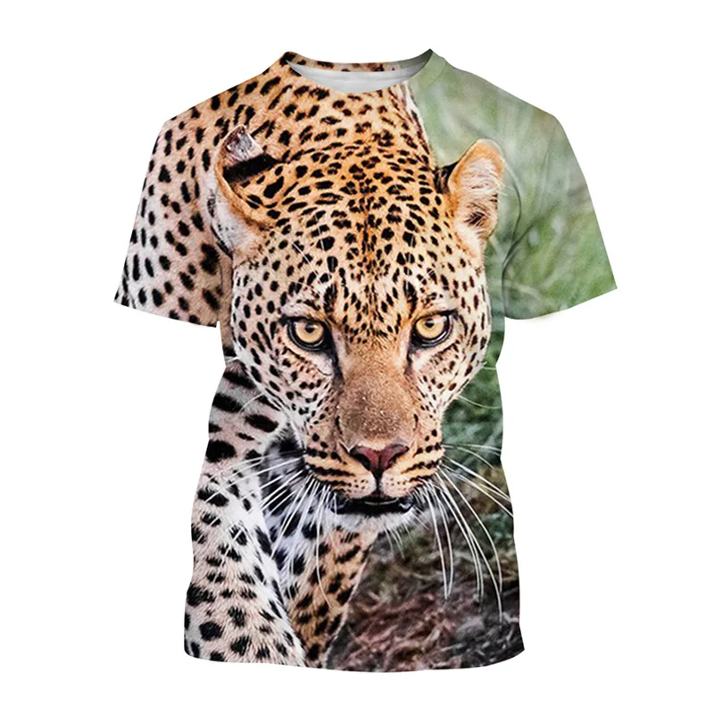 Animal Leopard 3D Print T-Shirts Men Women Casual Fashion Streetwear Oversized Short Sleeve T Shirt Kids Tees Tops Man Clothing