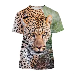 Animal Leopard 3D Print T-Shirts Men Women Casual Fashion Streetwear Oversized Short Sleeve T Shirt Kids Tees Tops Man Clothing