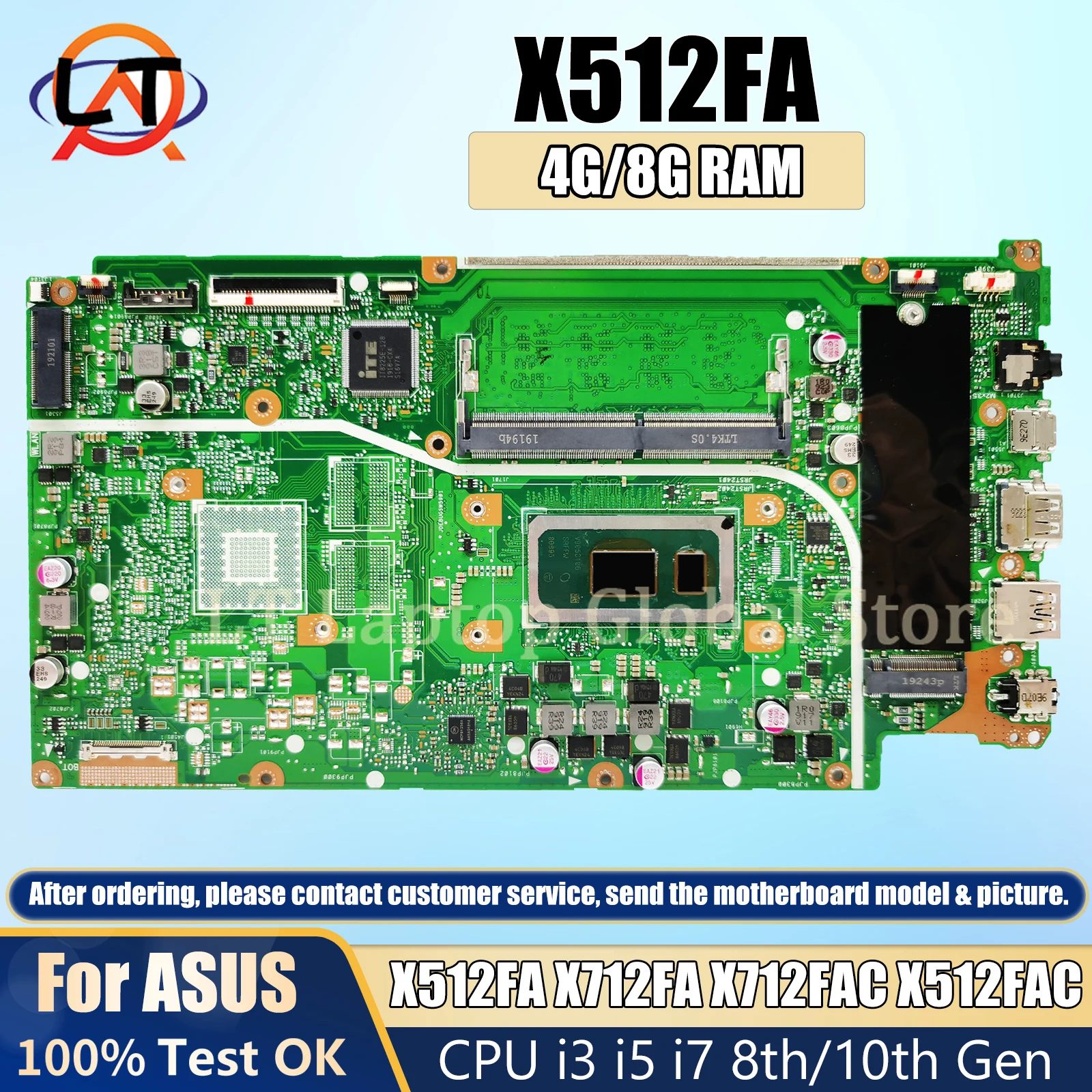 placa mae para laptop asus x712fa x712fac x512fac x512fac x512f x512fb x512fjg i3 i5 i7 8 10 cpu 4g 8g ram 01