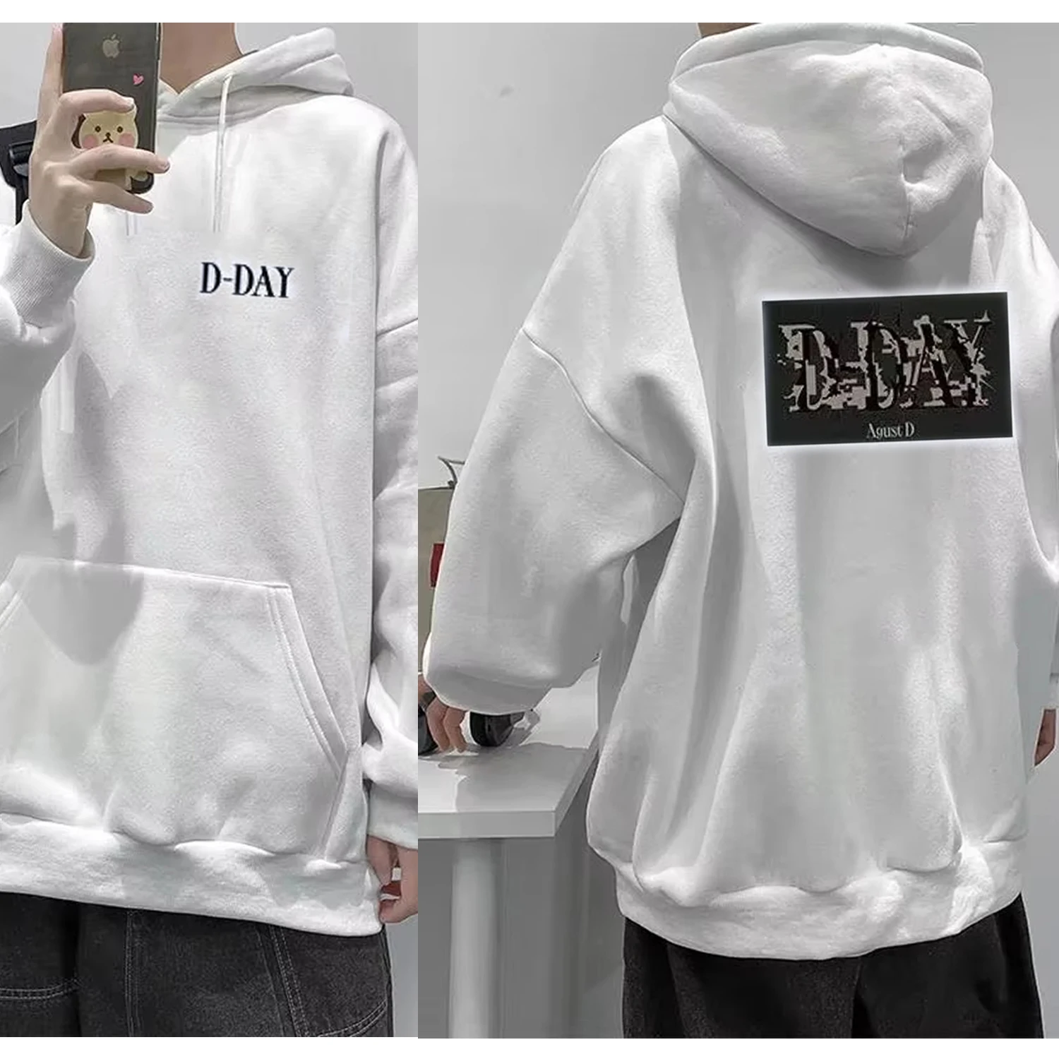 Kpop Suga D D-DAY Printed Hoodie Men's Women's Clothing Plus Size Graphic Top Autumn and Winter Fashion Clothes