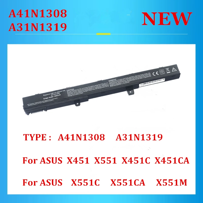 

A41N1308 A31N1319 Laptop Battery For ASUS X451 X551 X451C X451CA X551C X551CA X551M