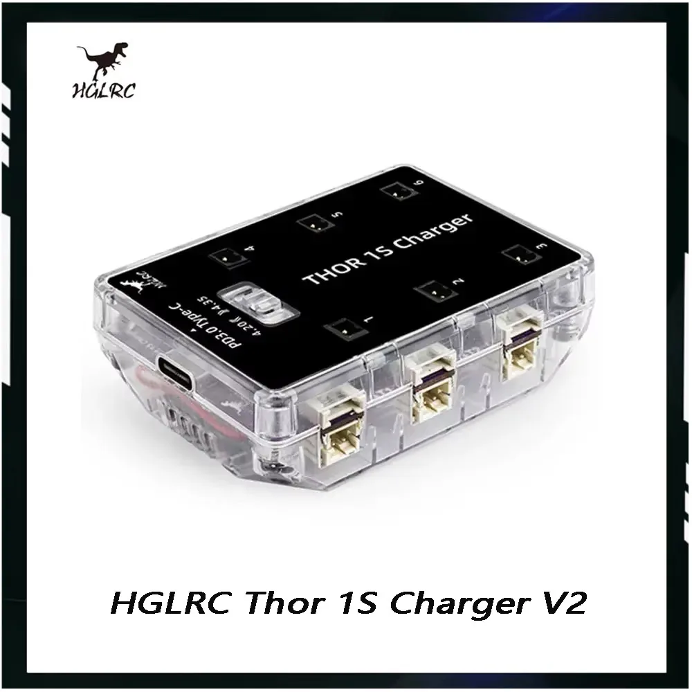 

HGLRC New Thor 1S Charger V2 6 Port Lithium US/EU LiPo Battery Charging Max 65W PH2.0 MX2.0 A30 BT2.0 FPV RC Airplane Car Drone