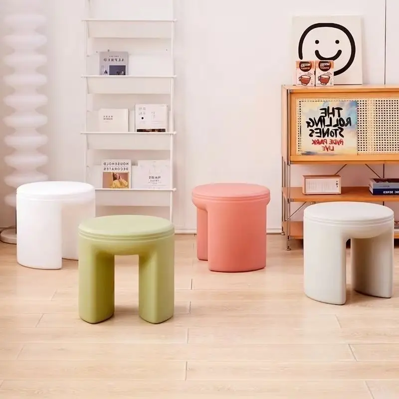 Creative Small Round Ottoman Durable Low Stool for Shoe Changing Bedroom Dressing Living Room Use Soft Padded Seat Space-Saving