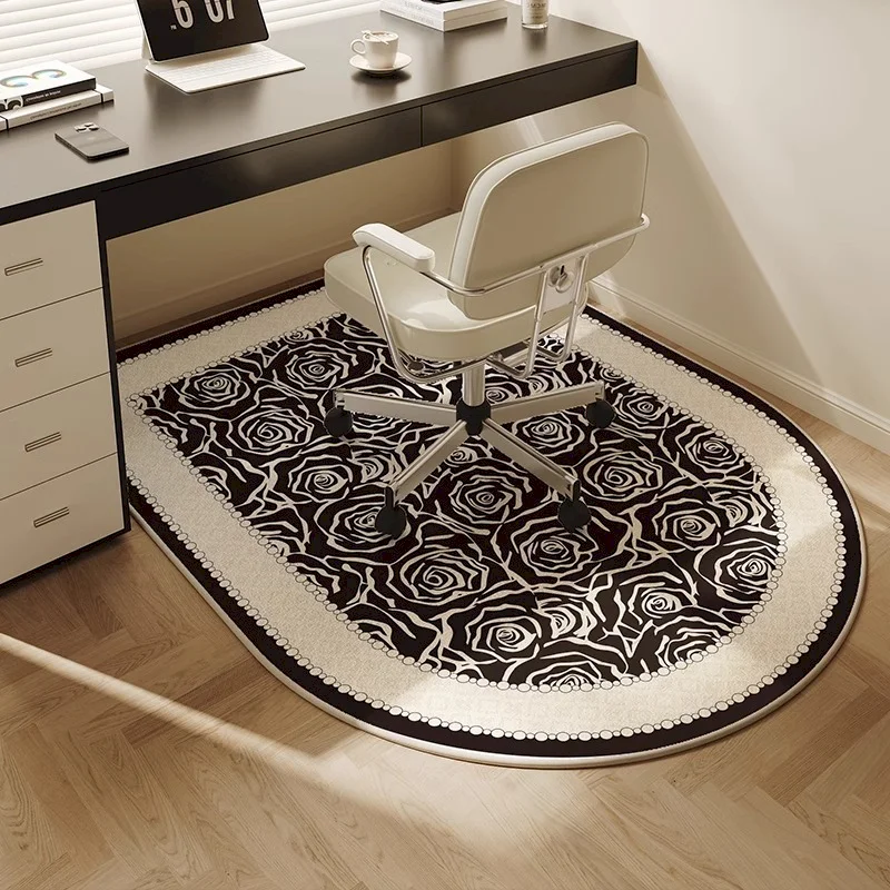 VIKAMA Cloud Flower Semi-Circular Computer Desk, Chair, Carpet, Anti Slip Sound-Absorbing Soft Floor Mat, Home Decoration