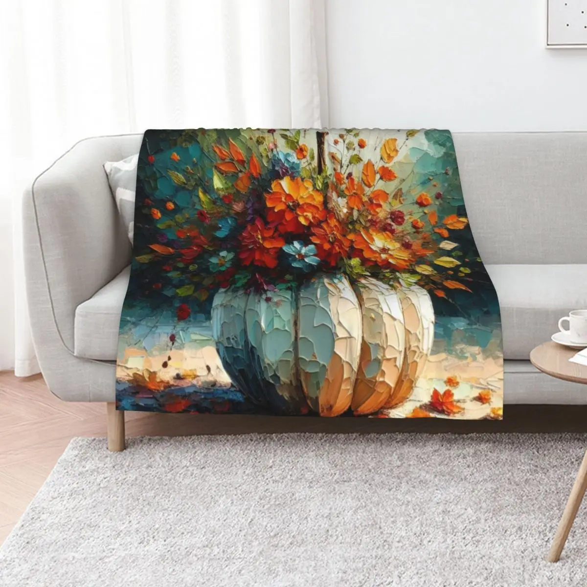 White Pumpkin Bouquet Throw Blanket Nap Decorative Sofas Large Luxury Thicken for sofa bed plaid Blankets