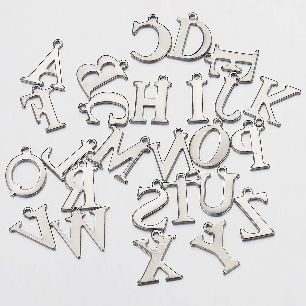 A-Z Intials Letter Stainless Steel Charms,DIY Making Accessories Alphabet Pendant Bracelets,Support Wholesale Jewelry