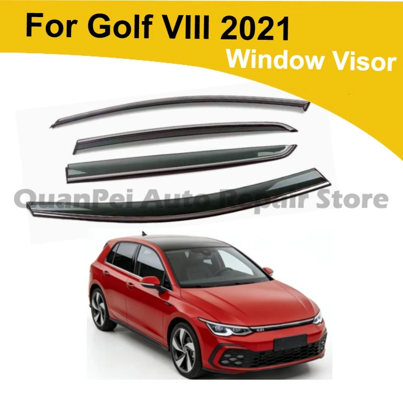 Premium Window Visor For Volkswagen Golf MK8 2021 With Stainless Steel Trim Door Rain Guard Decor