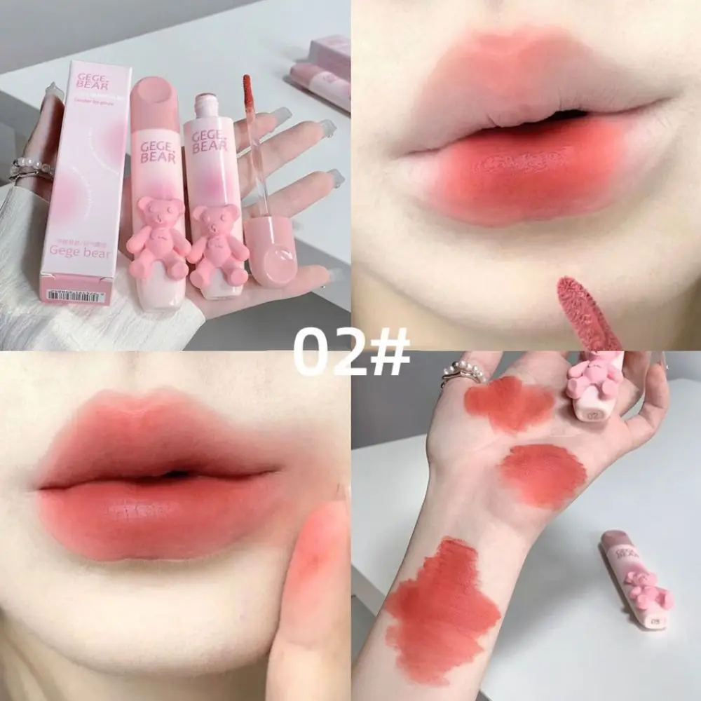 Cute 6Color Bear Lip Gloss Smooth Tender Color Lip Tint Mud Long Lasting Makeup Tool Lip Glaze Korean Cosmetics