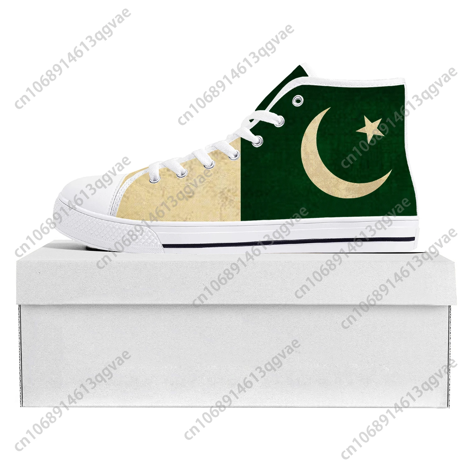 Pakistani Flag High Top High Quality Sneakers Mens Womens Teenager Canvas Sneaker Pakistan Casual Couple Shoes Custom Shoe