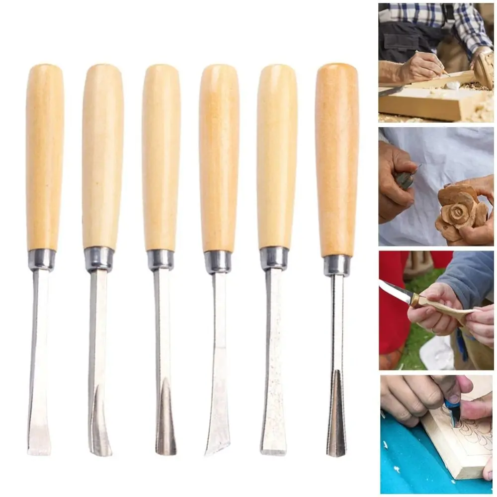 

6PCS New Steel Woodworking Carving Chisels DIY Hand Tools Wood Chisels Set Craft Wear-resistant Wood Carving Tools