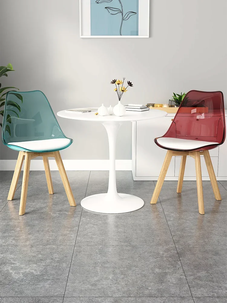 Nordic Plastic Dining Chairs Household Thickened Acrylic Backrest Endorsement Table Stool Simple and Transparent Leisure Chair