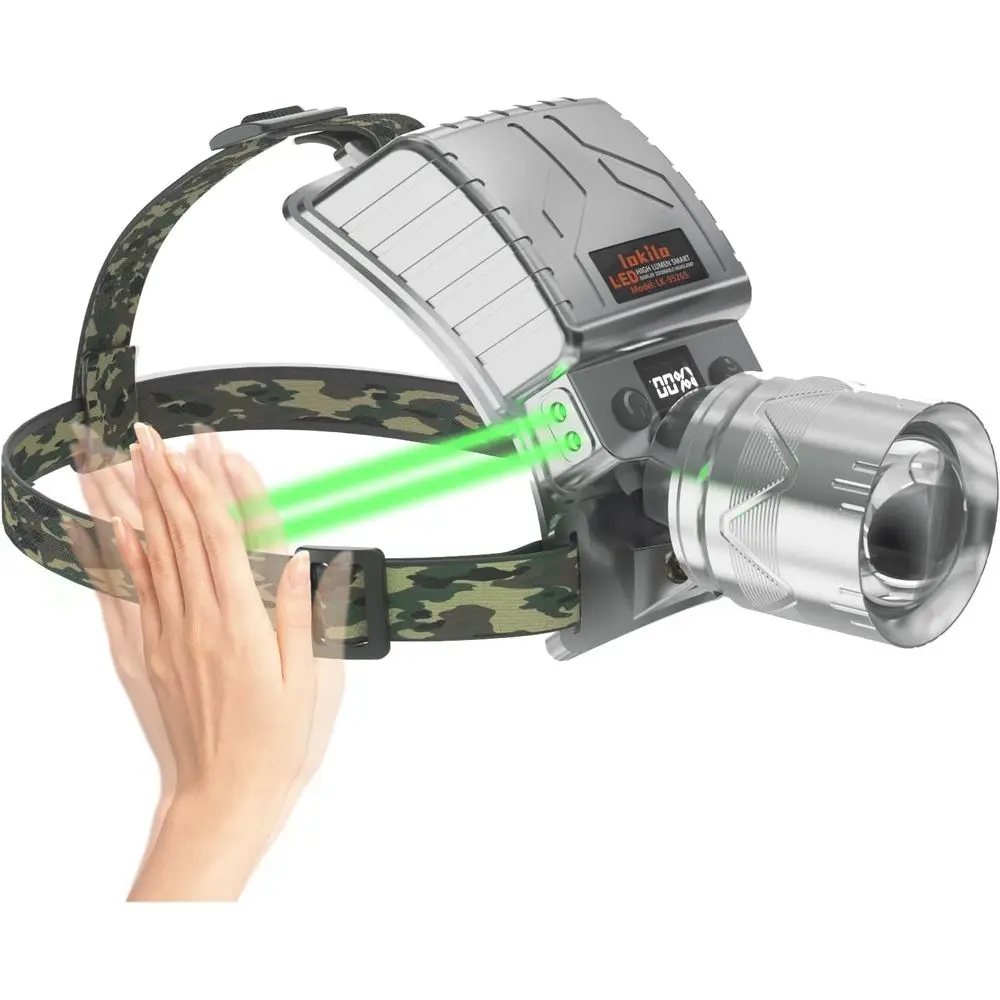 

Перезаряжаемая светодиодная лампа высокой светоотдачи, яркая лампа с регулируемым фокусом, 5 режимов, ЖК-дисплей, датчик движения, регулируемый свет для кемпинга, O