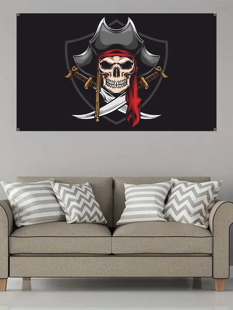 Pirate Flag Unique Design Print Large Pirate Background, Nautical Decor for Parties, Events, and Home Deco