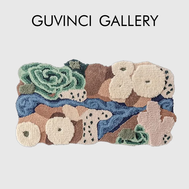 GUVINCI Desert Gardern Inspired 3D Hand Tufting Carpet Luxury Moden Art Rugs Bohemian Decorative Floor Mat Doormat Free Shipping