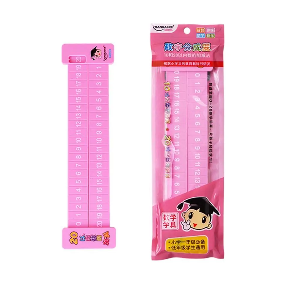 Righello di decomposizione matematica in plastica entro 20 Righello di sottrazione rosa/blu Righello di addizione per dimostrazione didattica portatile
